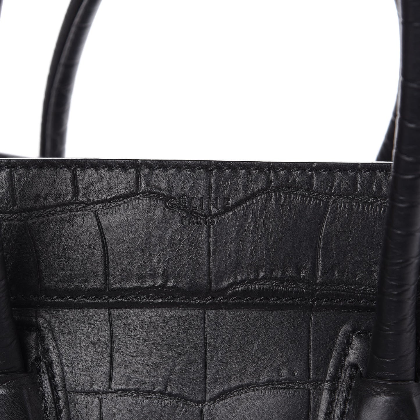 Crocodile Embossed Calfskin Medium Phantom Luggage Black