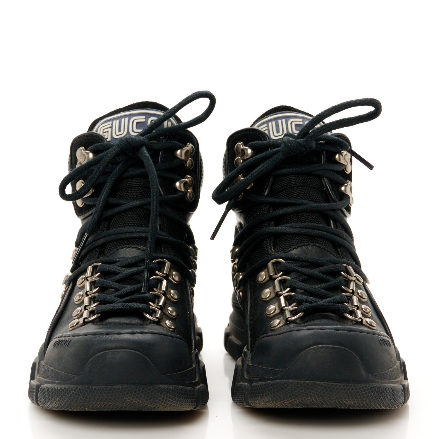 Gucci X SEGA Calfskin Suede Technical Canvas Womens Flashtrek High-Top Sneakers 35 Black 3 of 10