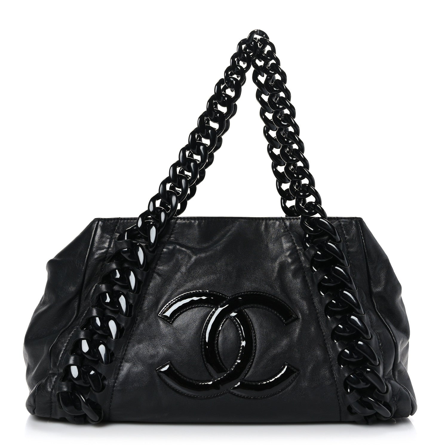 Chanel Calfskin Modern Chain Rhodoid East West Tote Black 1 of 9