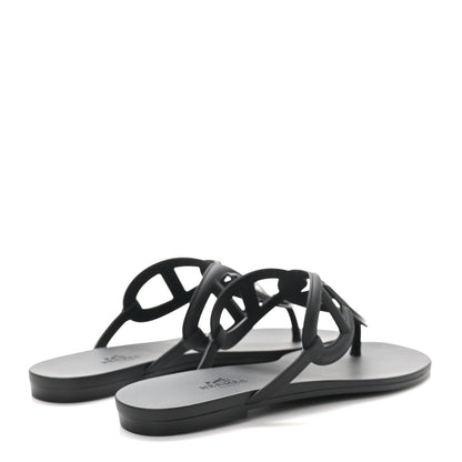 Hermes Rubber Womens Egerie Sandals 37 Black 5 of 10