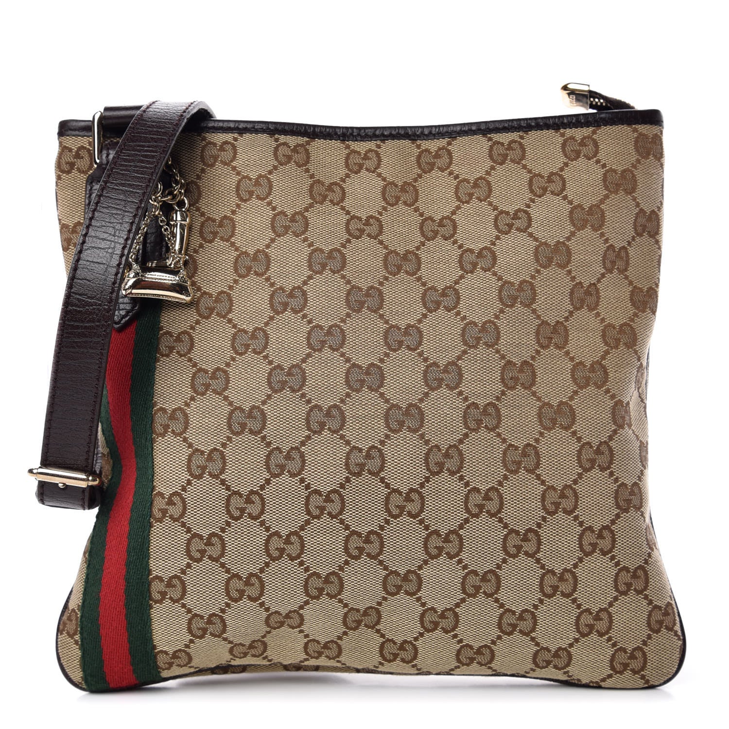 Gucci Monogram Web Jolicoeur Charms Messenger Dark Brown 1 of 10