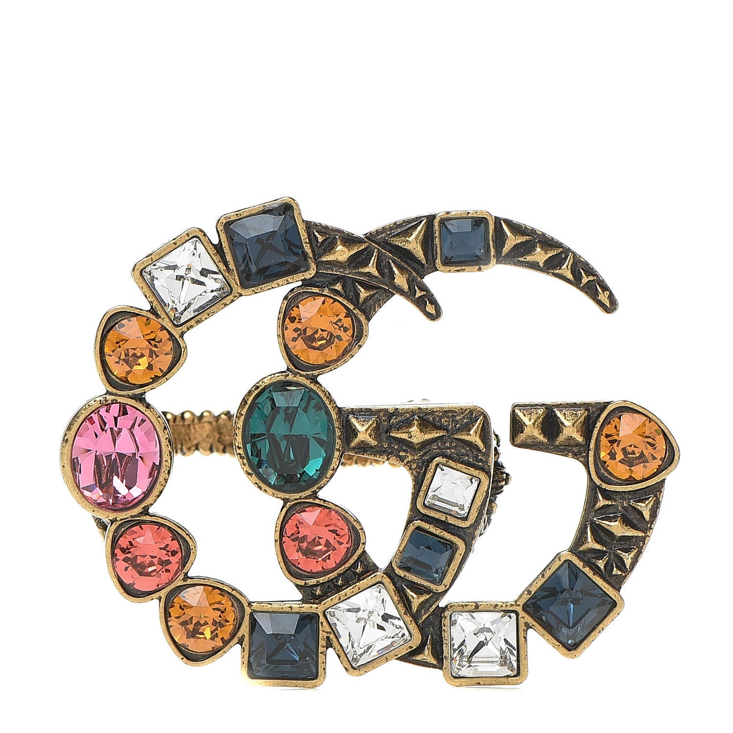 Crystal Double G Ring M Multicolor