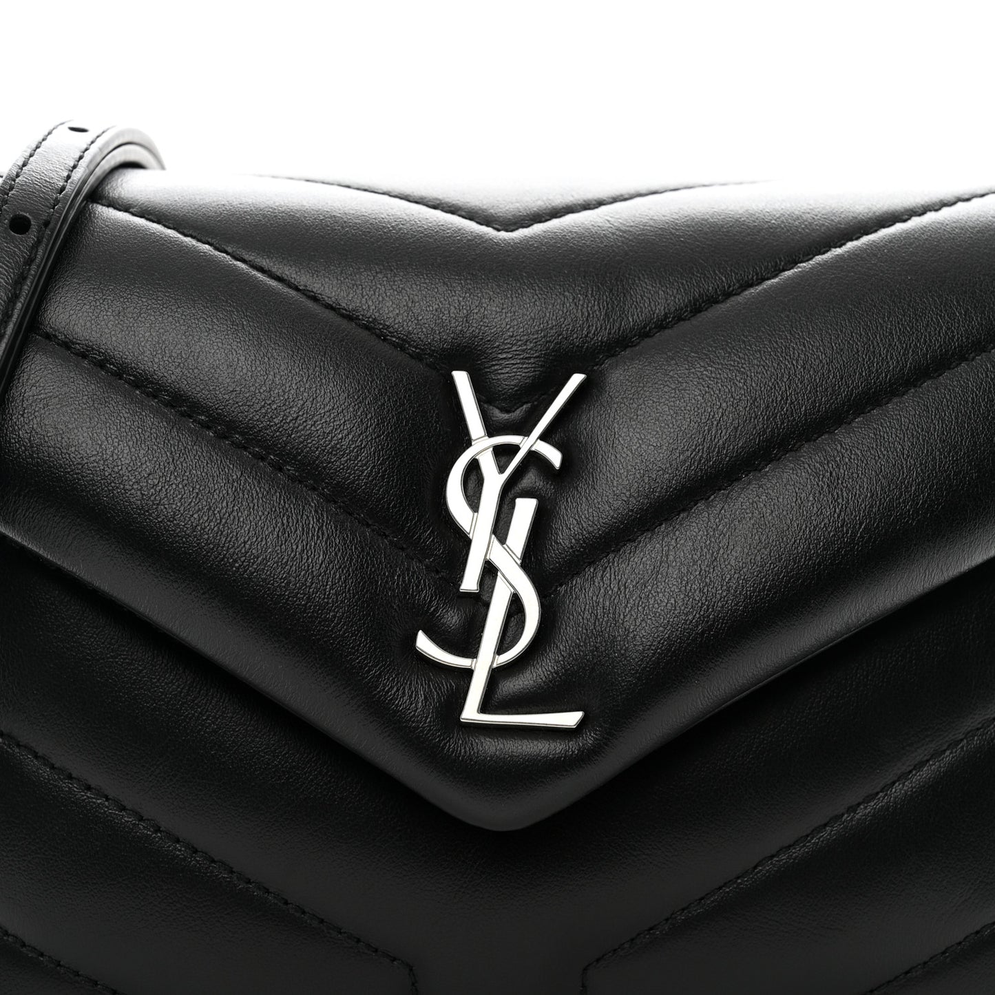 Calfskin Y Quilted Monogram Toy Loulou Crossbody Bag Black