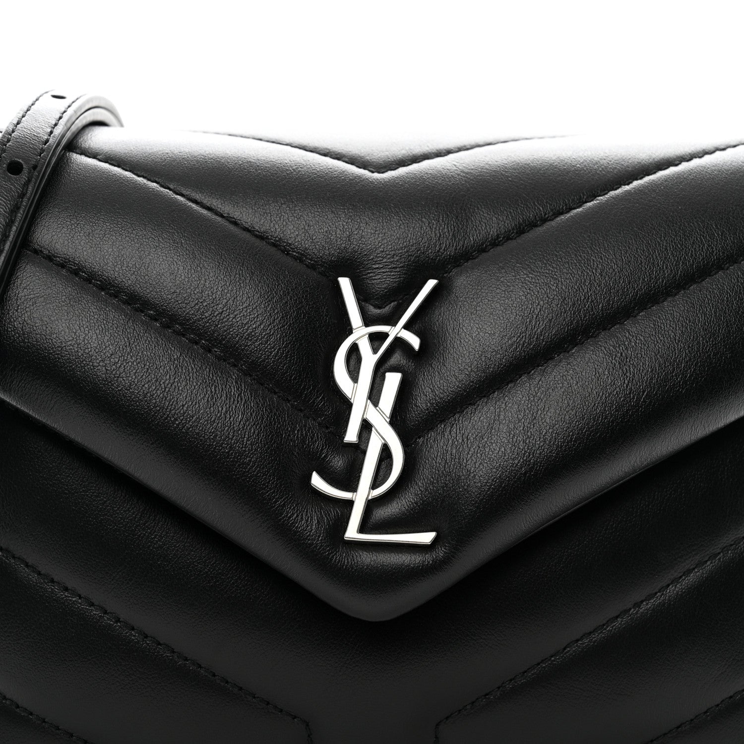 Saint Laurent Calfskin Y Quilted Monogram Toy Loulou Crossbody Bag Black 6 of 12