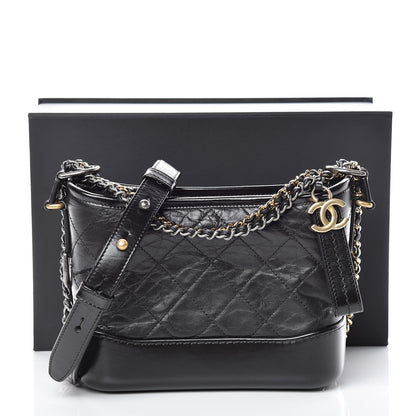 Chanel Aged Calfskin Quilted Small Gabrielle Hobo Black 10 of 10
