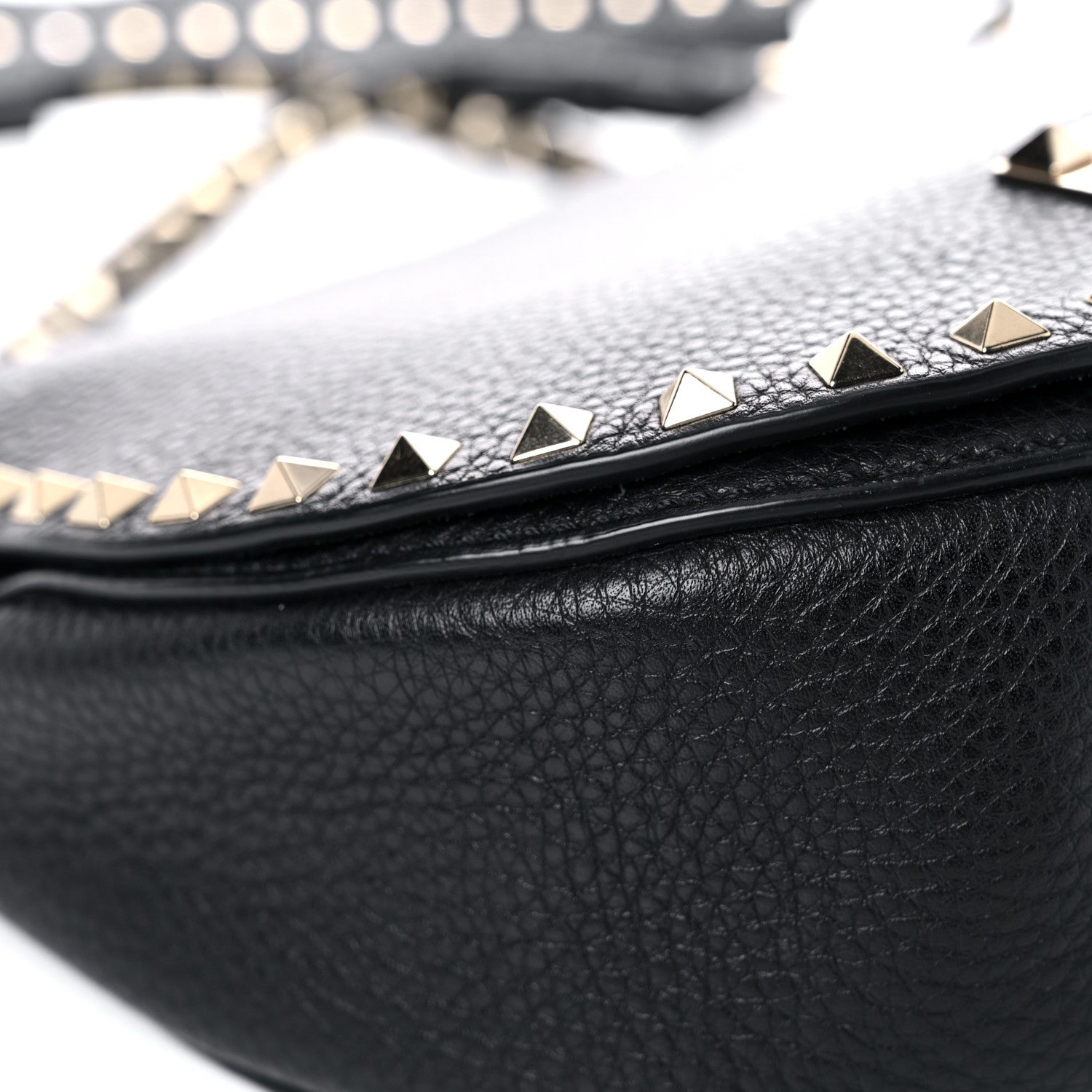 Valentino Garavani Grained Calfskin Rockstud Saddle Bag Black 7 of 15