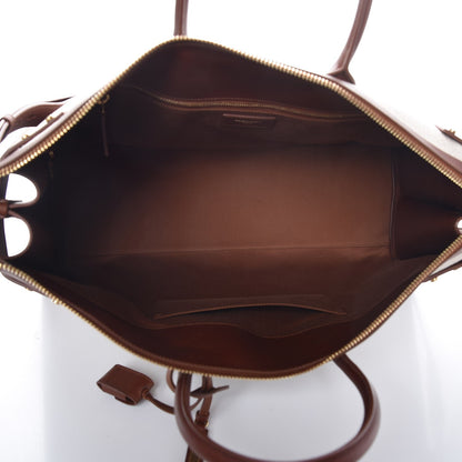 Saint Laurent Linen Calfskin Souple Sac De Jour 48H Duffle Cognac 7 of 12