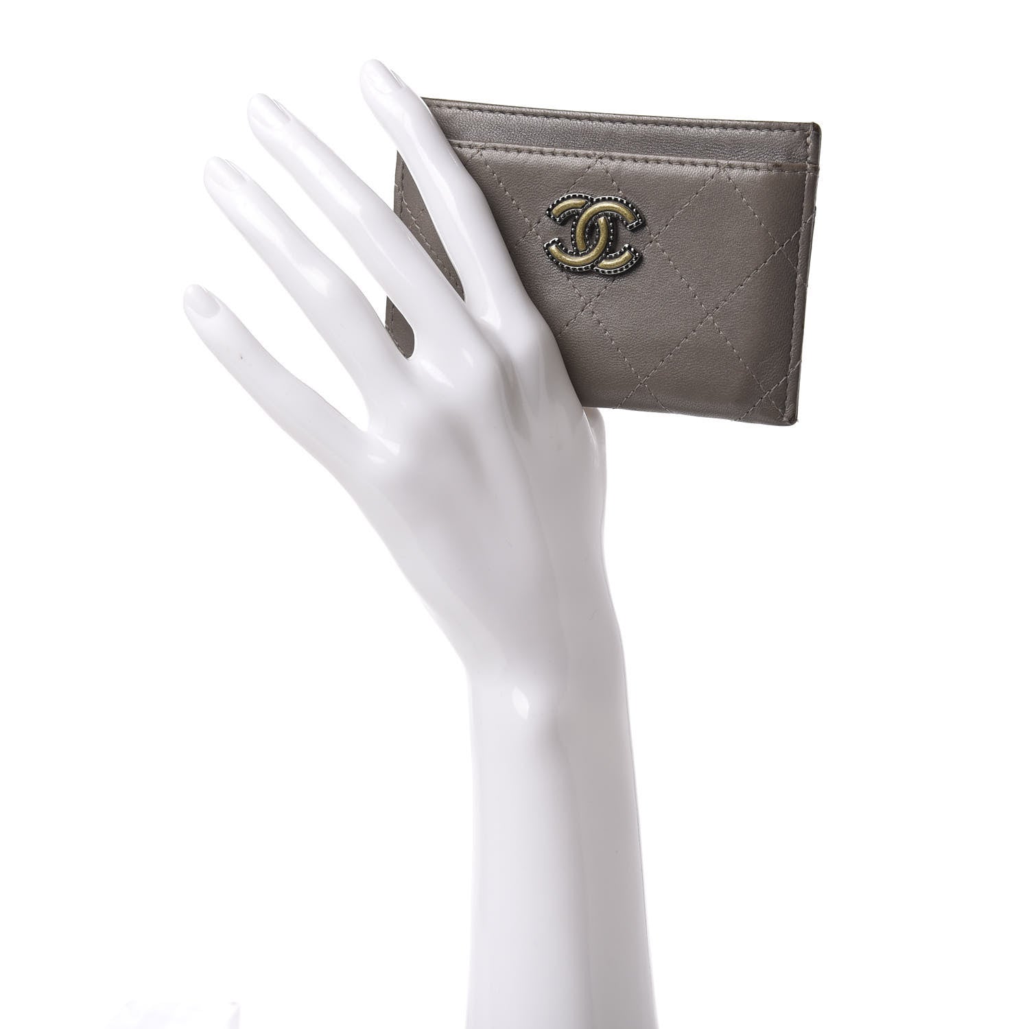 Chanel Lambskin Quilted CC Card Holder Dark Grey 2 of 13