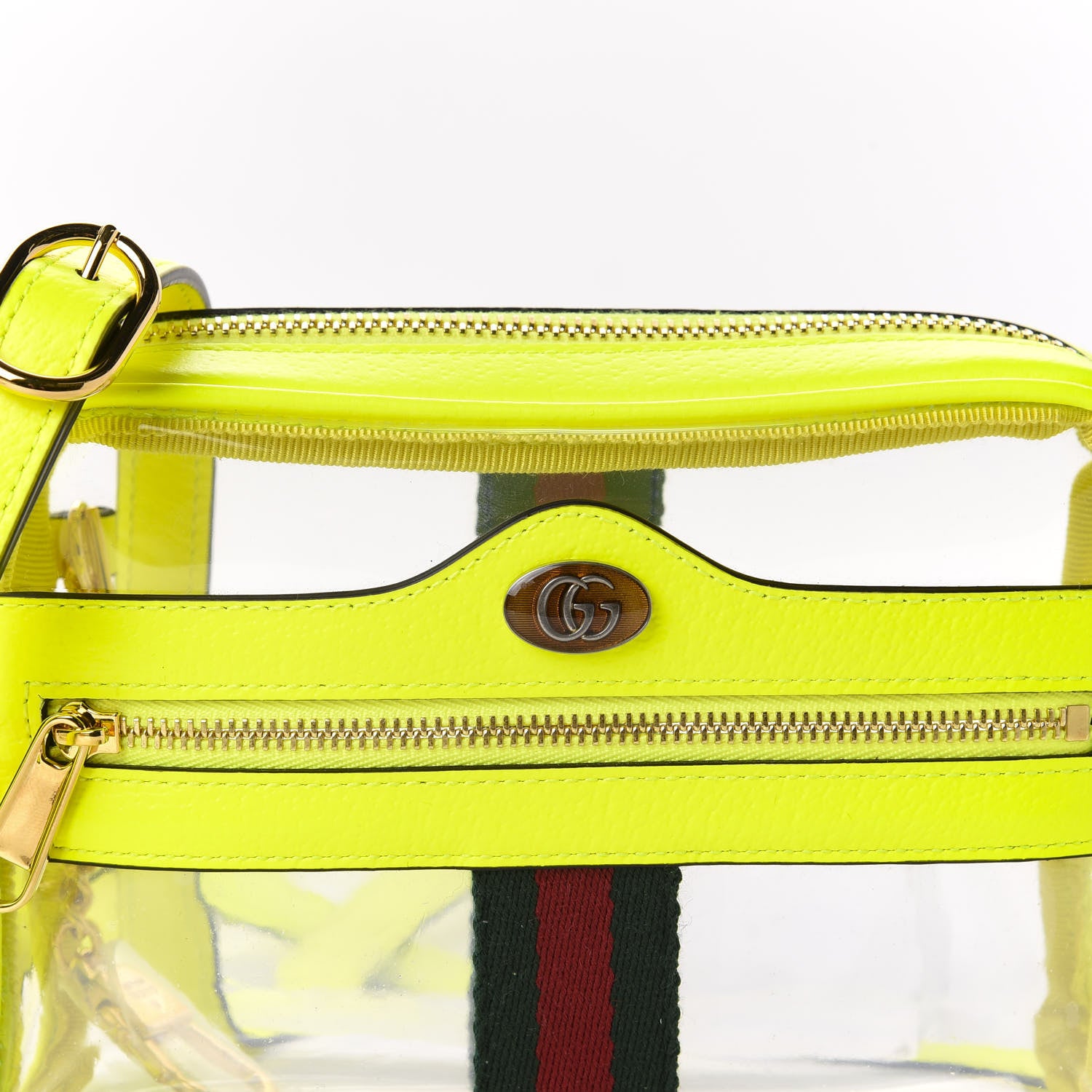 Gucci Vinyl Web Mini Ophidia Transparent Shoulder Bag Yellow Fluo 9 of 9