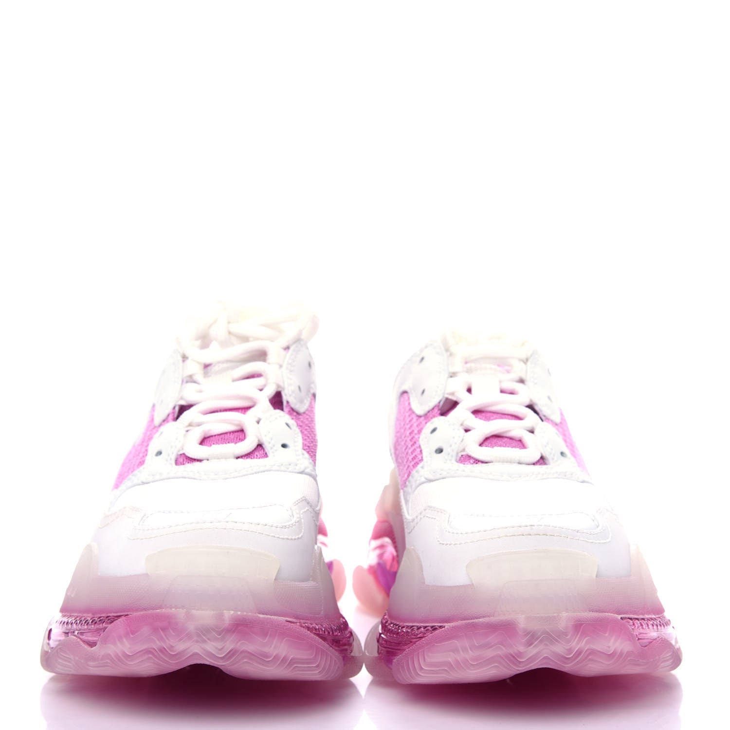 Balenciaga Fabric Mesh Clear Sole Womens Triple S Sneakers 37 White Pink 2 of 10