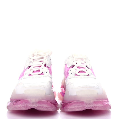 Balenciaga Fabric Mesh Clear Sole Womens Triple S Sneakers 37 White Pink 2 of 10