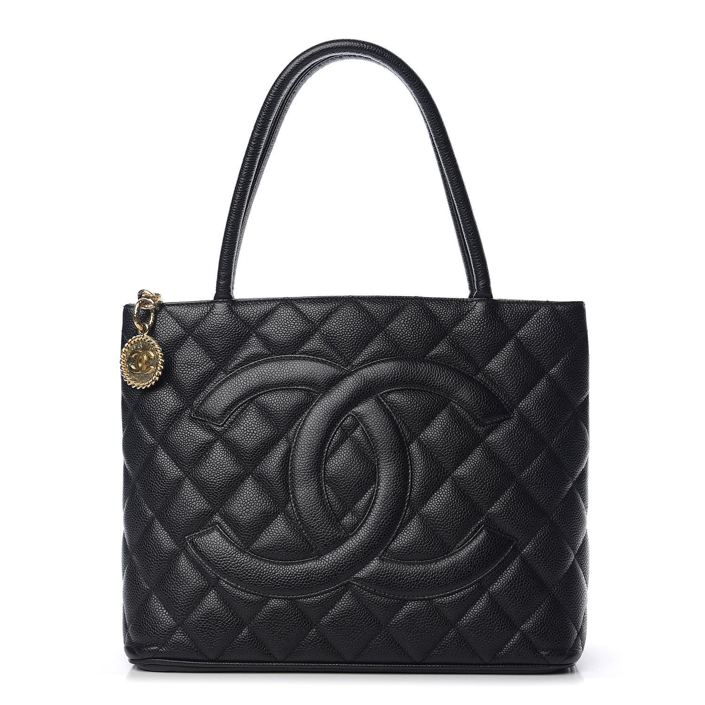 Caviar Quilted Medallion Tote Black