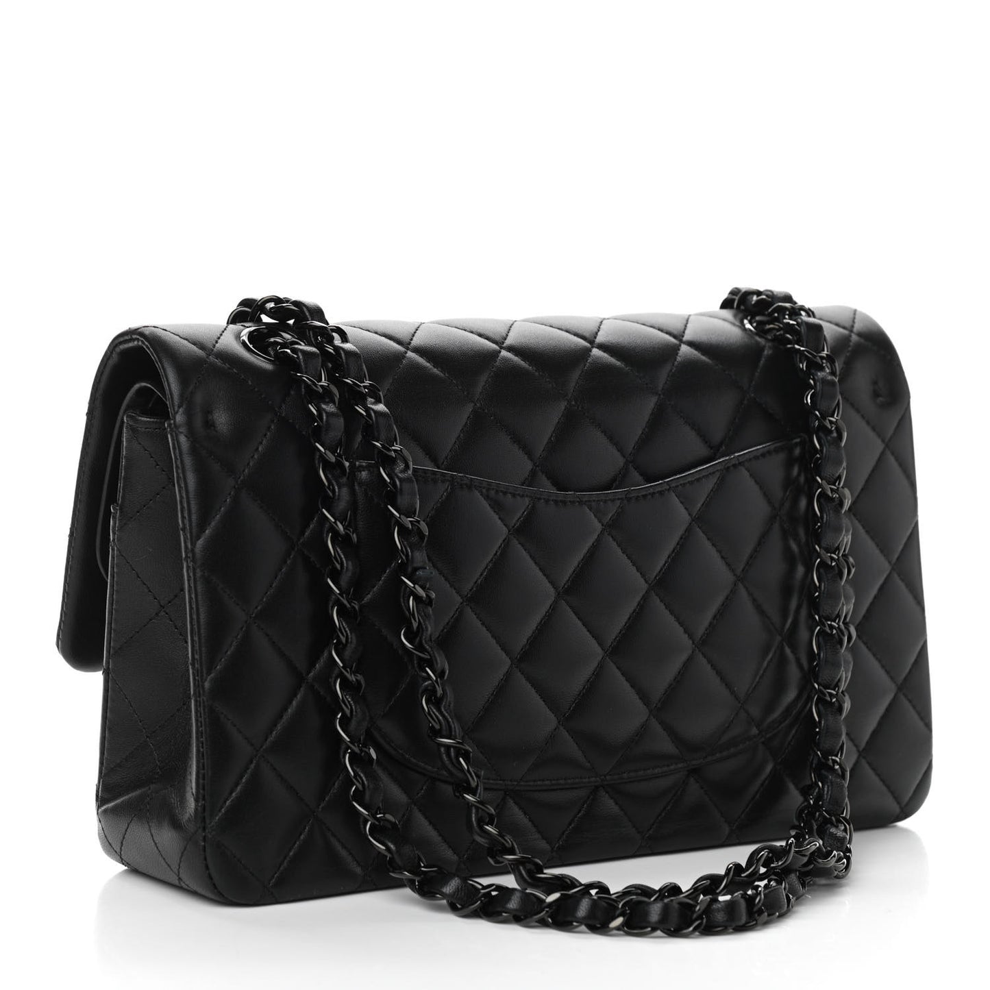 Lambskin Quilted Medium Double Flap So Black