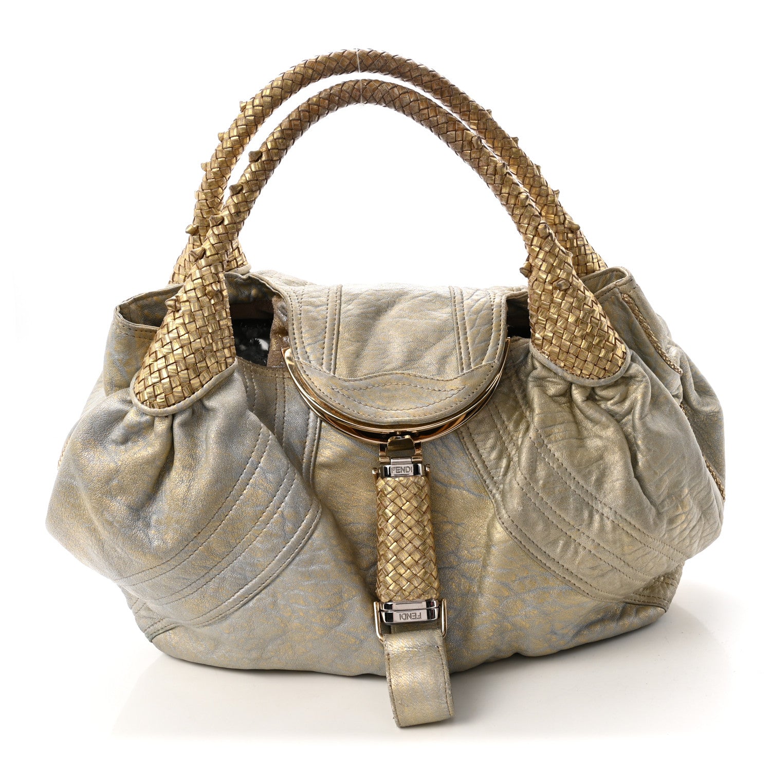 Fendi Nappa Nuvolata Bimetal Spy Oro Argento 1 of 10