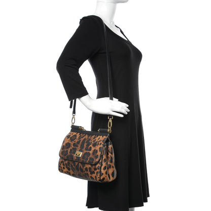 Dolce & Gabbana Dauphine Leopard Print Small Miss Sicily Satchel Black 2 of 11