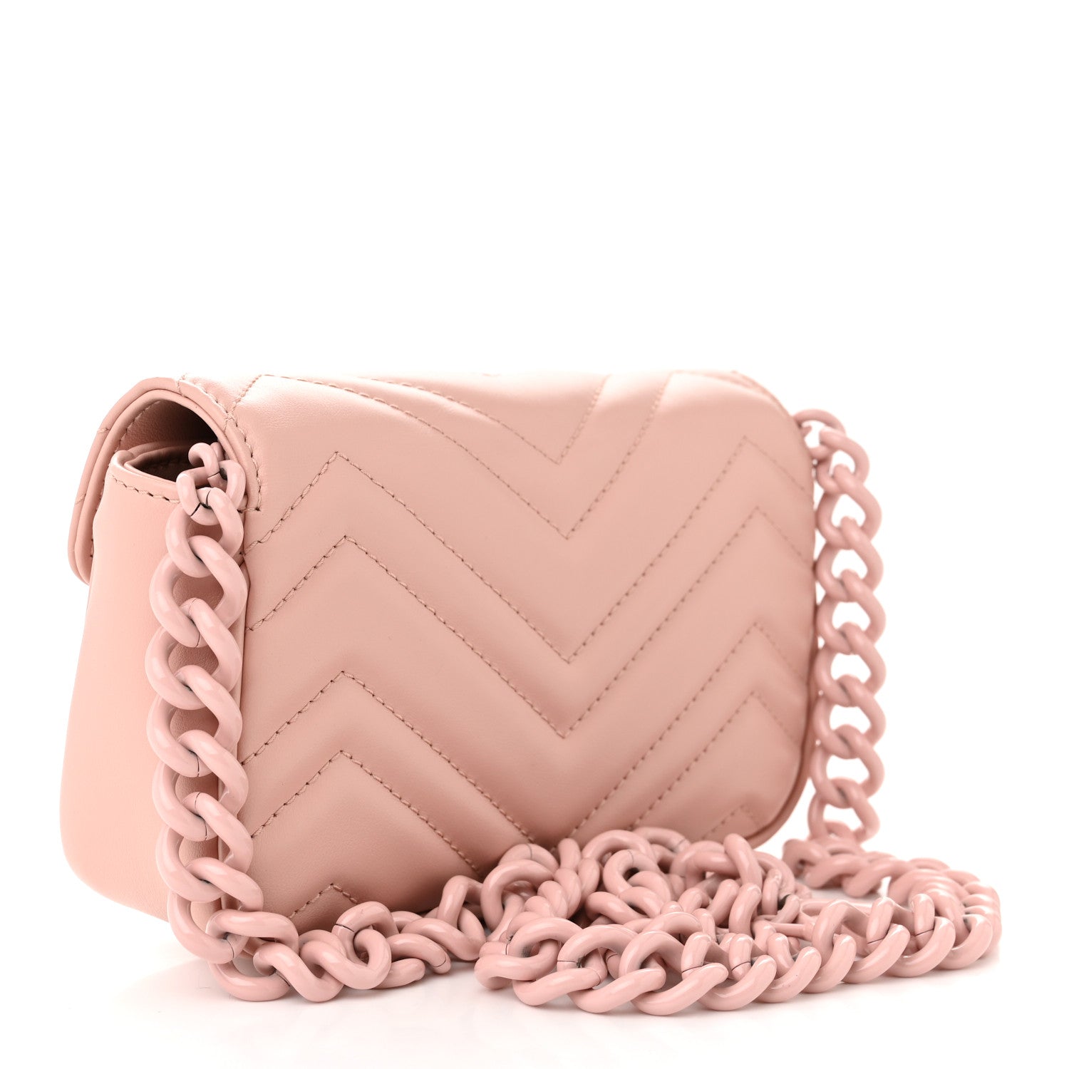 Gucci Calfskin Matelasse Monochrome GG Marmont Chain Belt Bag Perfect Pink 3 of 11