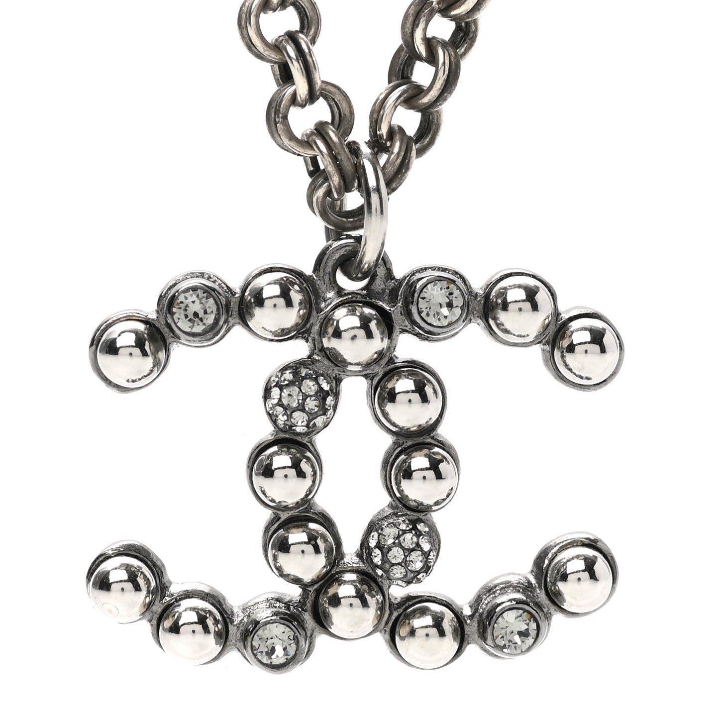 Crystal CC Necklace Ruthenium