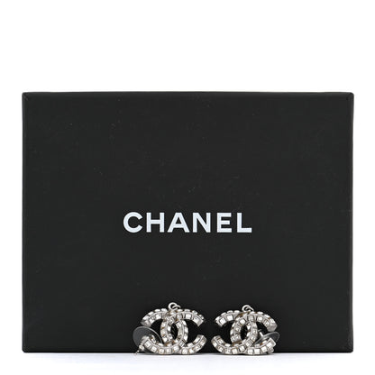 Chanel Baguette Crystal CC Drop Earrings Silver 5 of 5