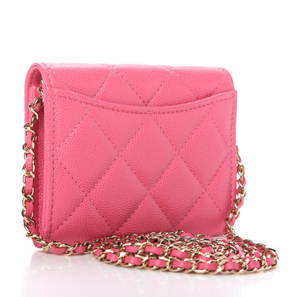 Chanel Caviar Quilted Flap Card Holder On Chain Pink 3 of 11