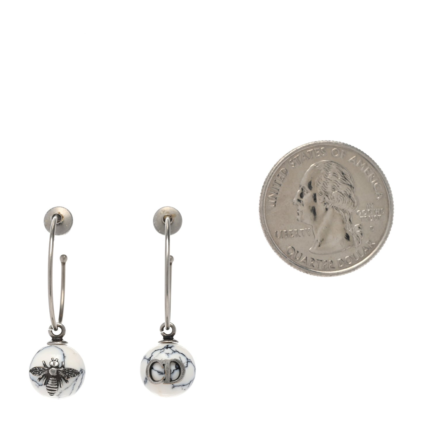 Marble Mise En Dior Tribal Hoop Earrings White