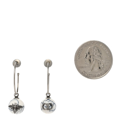 Christian Dior Marble Mise En Dior Tribal Hoop Earrings White 2 of 4