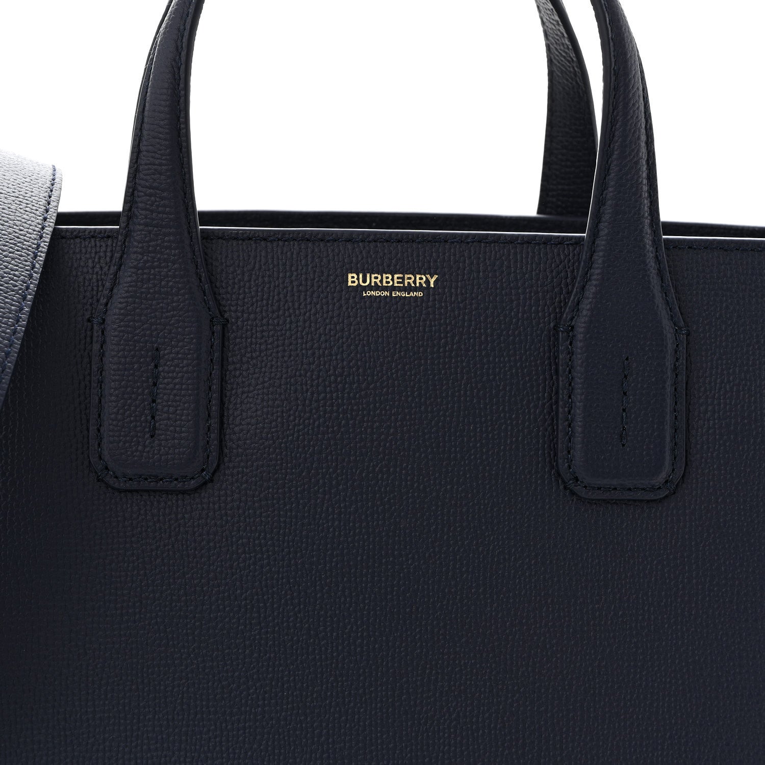 Burberry Derby Calfskin Vintage Check Medium Banner Tote Regency Blue 9 of 11
