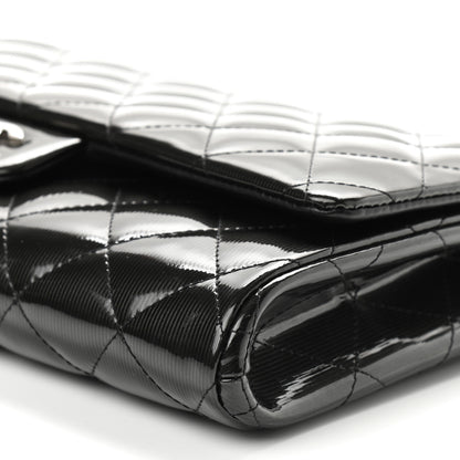 Chanel Striated Patent Quilted Clutch With Chain Flap Dark Grey 9 of 9