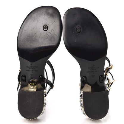 Valentino Garavani PVC Jelly Studded Ankle Wrap Low Heel Thong Sandals 36 Black 5 of 9