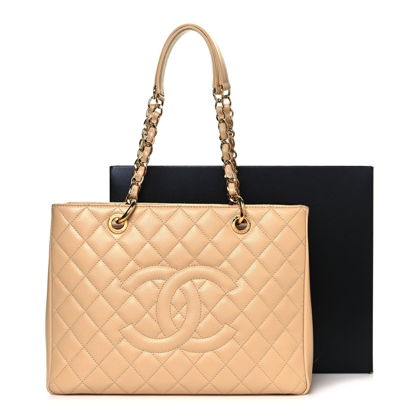 Caviar Quilted Grand Shopping Tote GST Beige