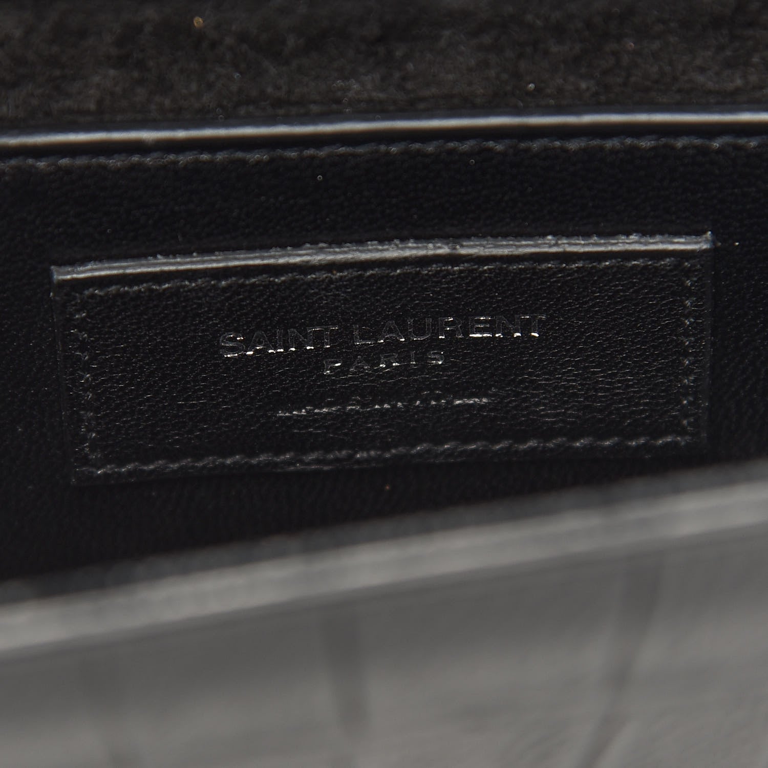 Saint Laurent Calfskin Crocodile Embossed Small Classic Monogram Kate Tassel Satchel Black 6 of 10