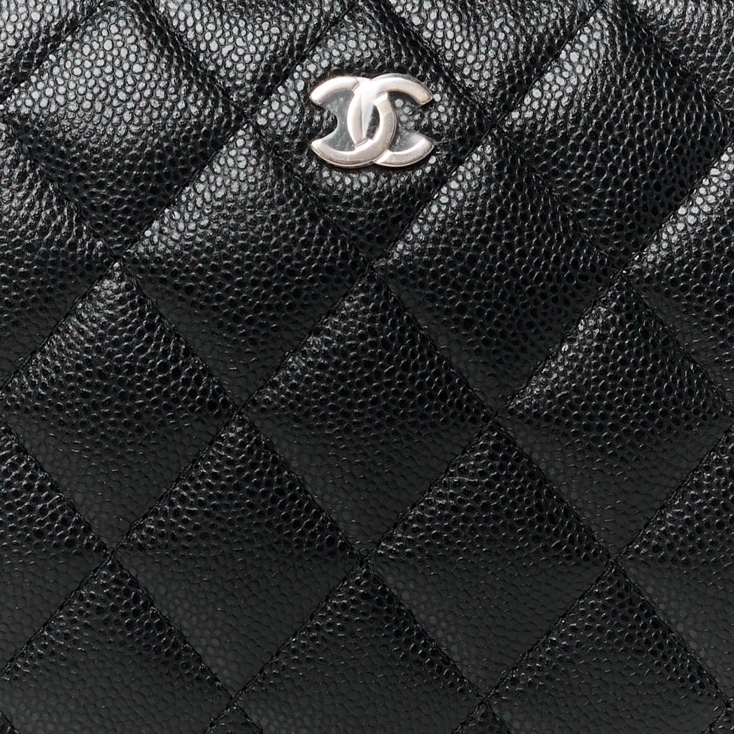 Caviar Quilted Medium Curvy Pouch Cosmetic Case Black