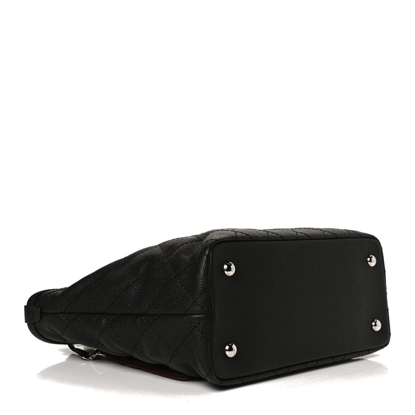 Grained Calfskin Quilted Small Daily Shopping Tote Black