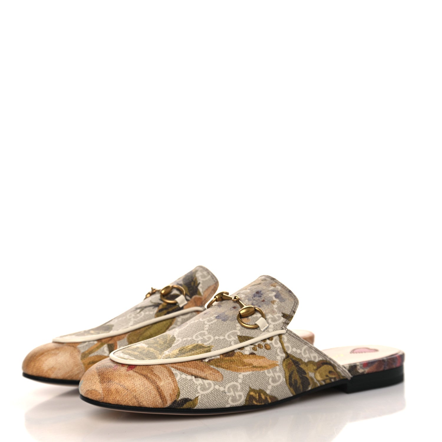 Gucci GG Supreme Monogram Malaga Kid Water Flora Womens Princetown Slippers 36.5 Beige White Multicolor Mystic White 3 of 8