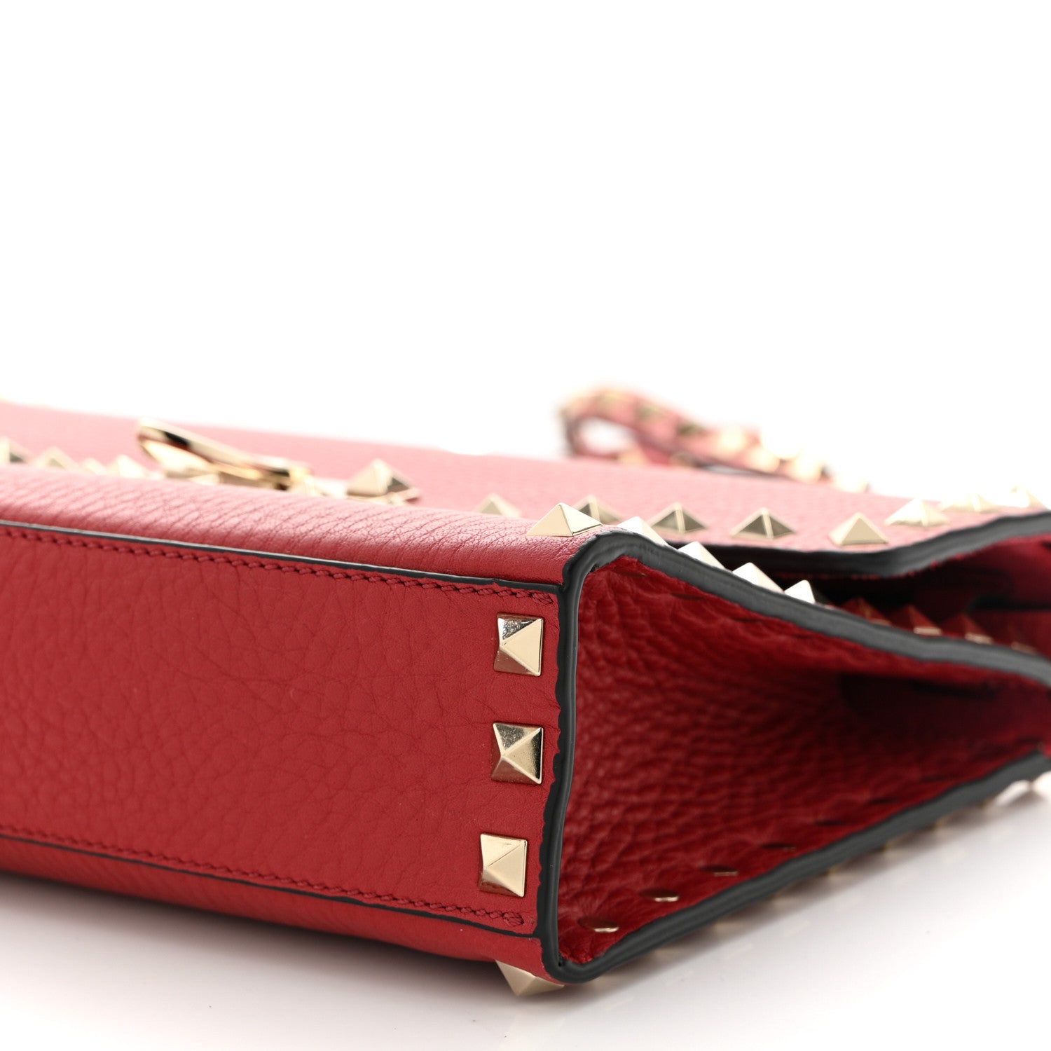 Valentino Garavani Pebbled Calfskin Medium Rockstud Flip Lock Crossbody Bag Red 9 of 9