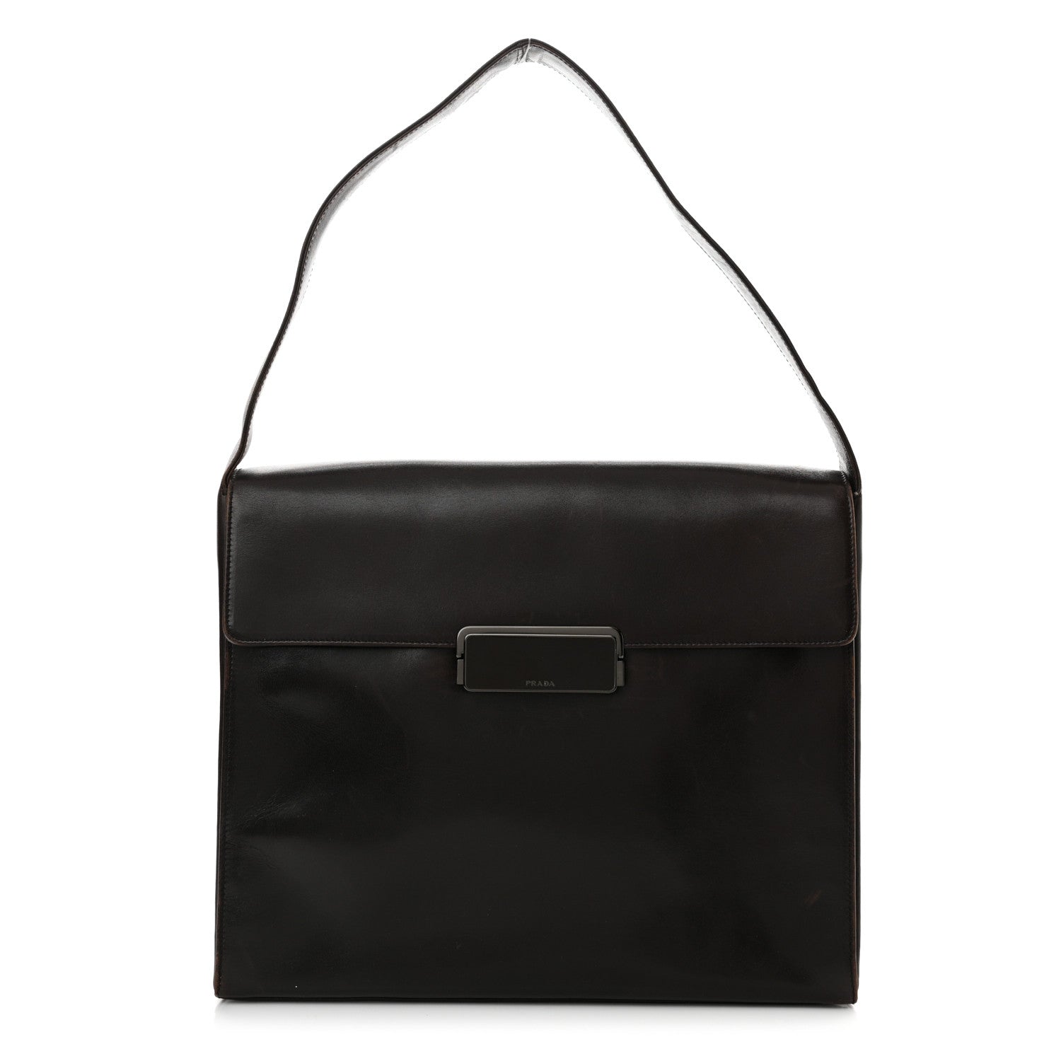 Prada Vitello Smalt Shoulder Bag Ebano 1 of 16