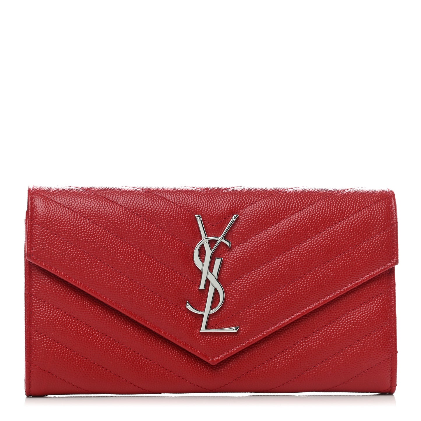 Grain De Poudre Matelasse Chevron Monogram Flap Wallet Red