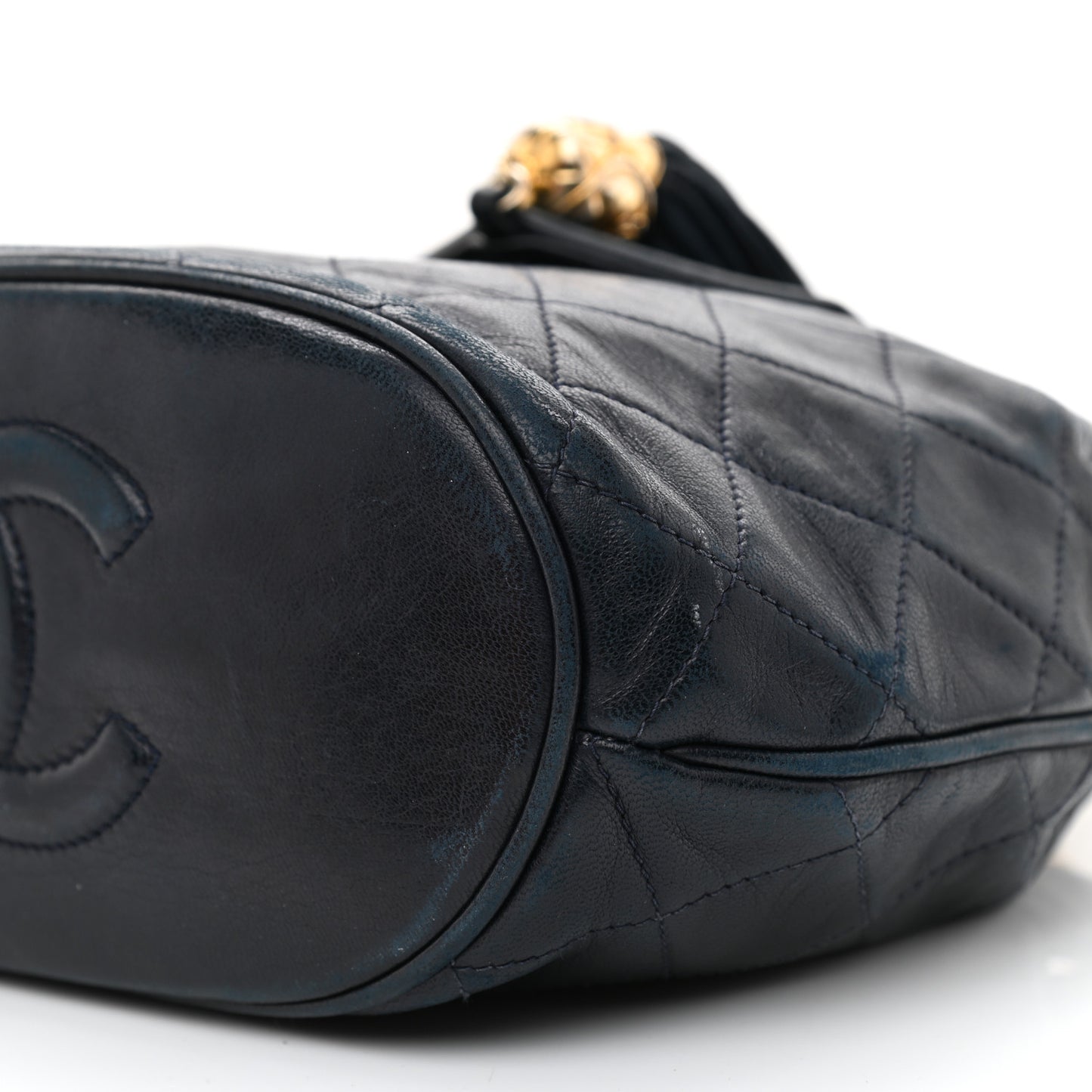 Lambskin CC Tassel Shoulder Bag Navy