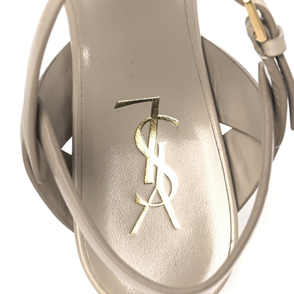 Saint Laurent Calfskin Tribute 105 Platform Sandals 38 Dark Beige 7 of 10