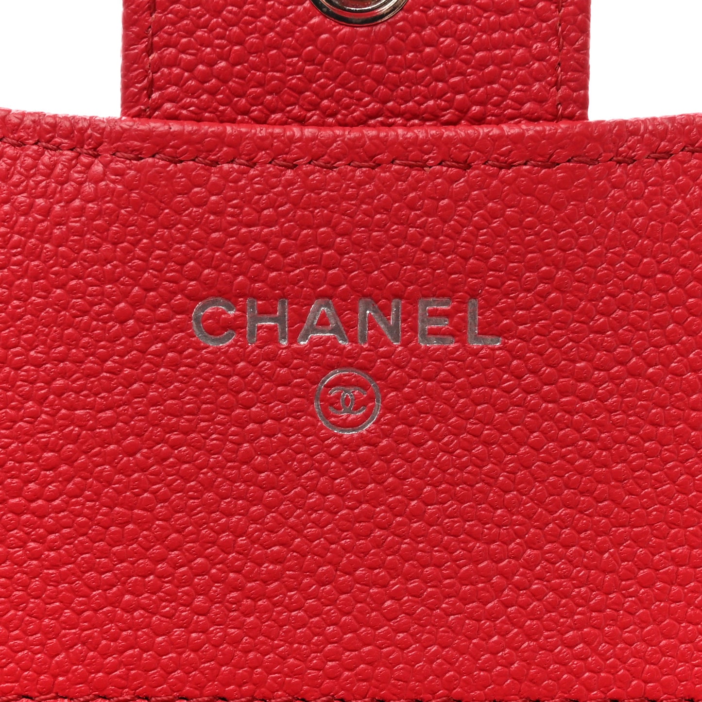 Caviar Chevron Quilted Compact Flap Wallet Red
