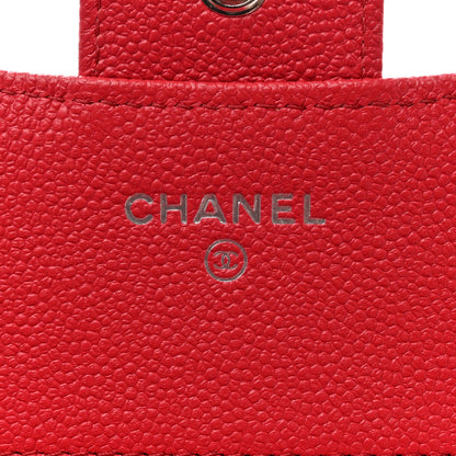 Chanel Caviar Chevron Quilted Compact Flap Wallet Red 6 of 9