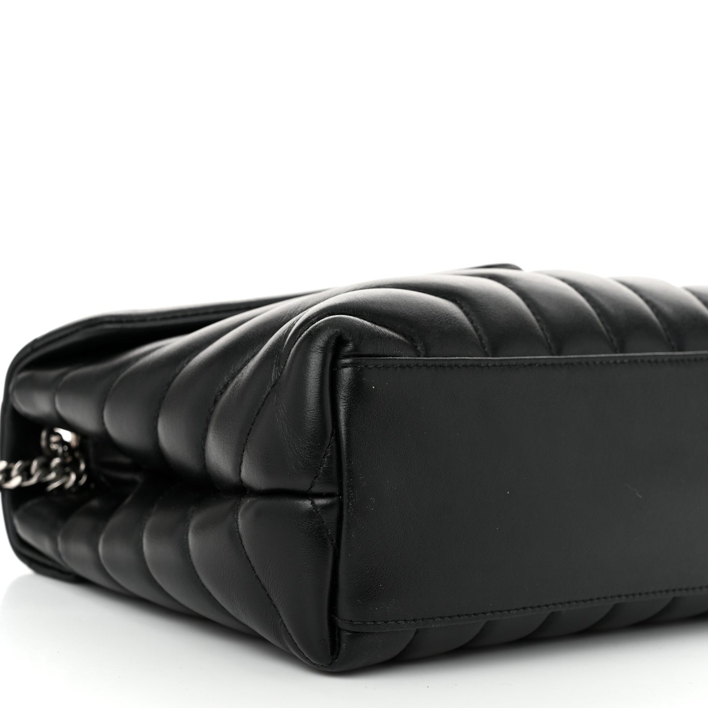 Calfskin Y Quilted Monogram Small Loulou Chain Satchel Black