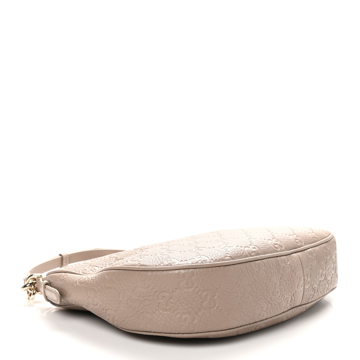 Gucci GG Grainy Calfskin Emblem Large Half Moon Shoulder Bag Taupe 4 of 10
