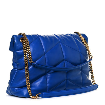 Saint Laurent Lambskin Quilted Medium Loulou Puffer Monogram Chain Satchel Majorele Blue 2 of 12