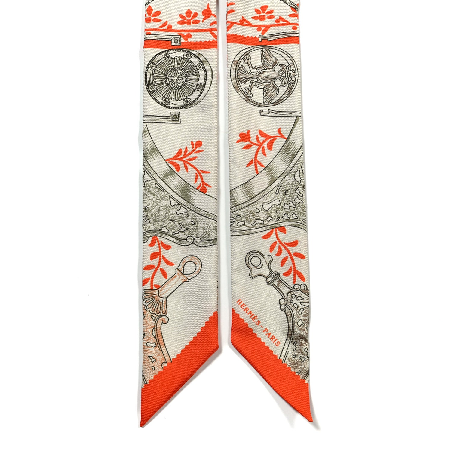 Hermes Silk Etriers Remix Twilly Verveine Orange Kaki 2 of 4