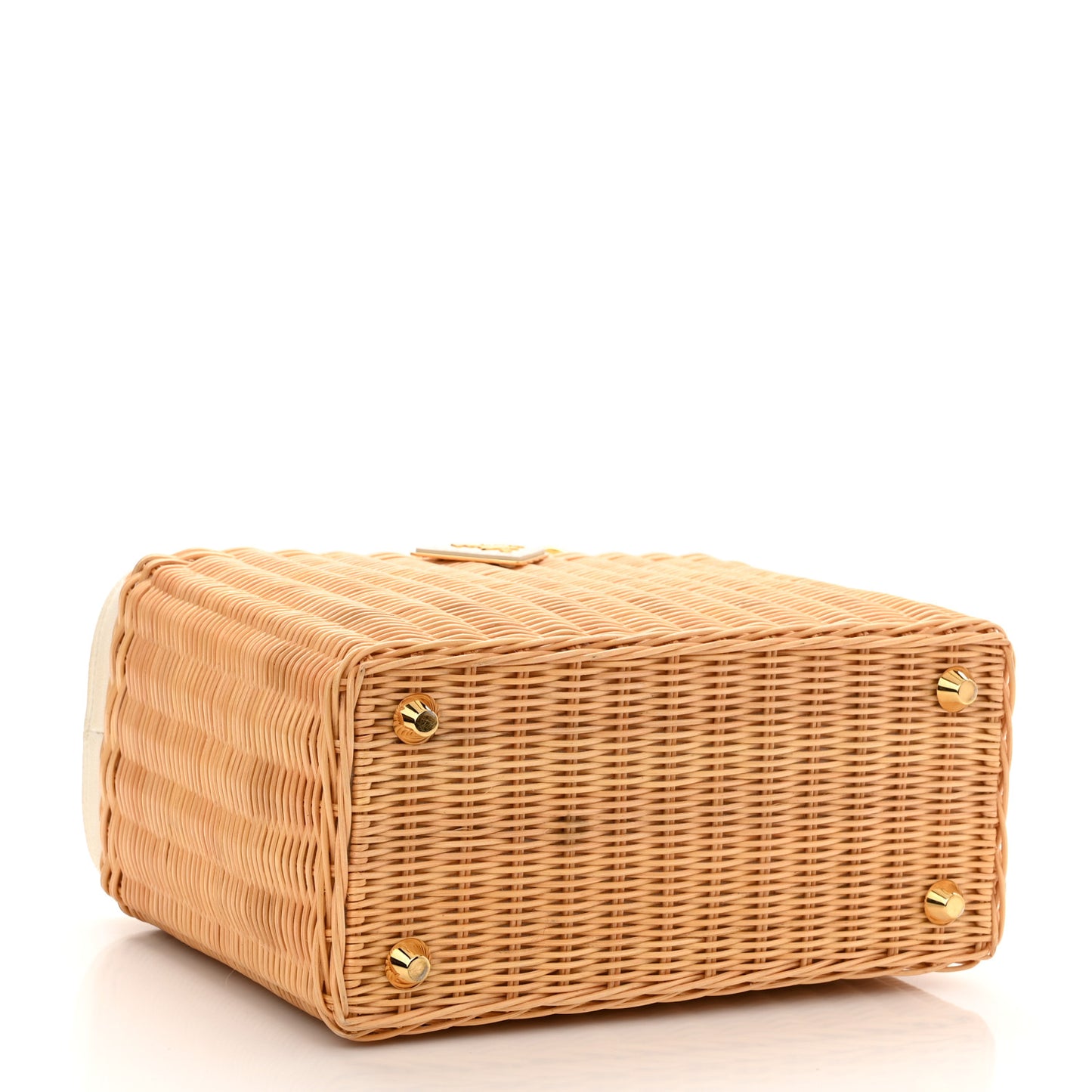 Wicker Canvas Tote Naturale White