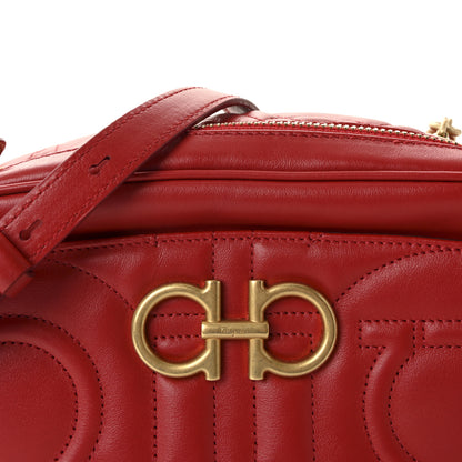 Salvatore Ferragamo Calfskin Quilted Gancini Camera Bag Red 7 of 9