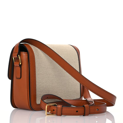 Celine Textile Natural Calfskin Teen Triomphe White Tan 3 of 16