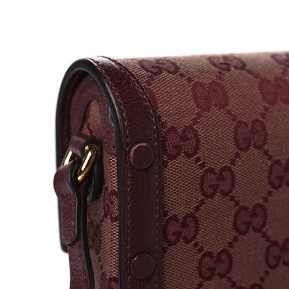 Gucci Monogram Textured Dollar Calfskin Mini Horsebit 1955 Crossbody Bag Sahara Rubino Chardonnay 10 of 10