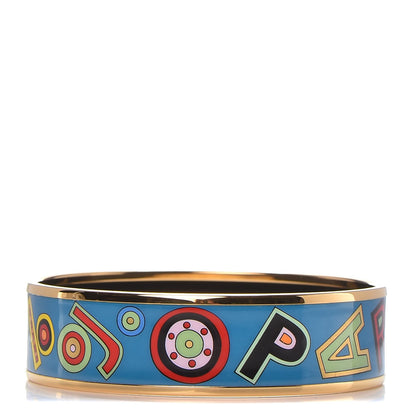 Hermes Enamel Printed Wide Tohu Bohu Bracelet 62 Turquoise 1 of 5