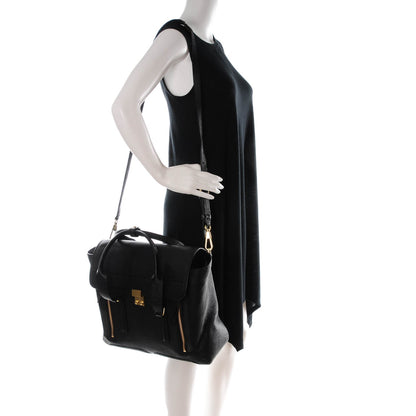 3.1 Phillip Lim 3.1 Textured Calfskin Large Pashli Satchel Black 2 of 8
